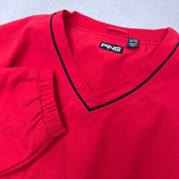 Ping Men's XL Solid Red V Neck Pullover Windbreaker - Picture 1 of 4